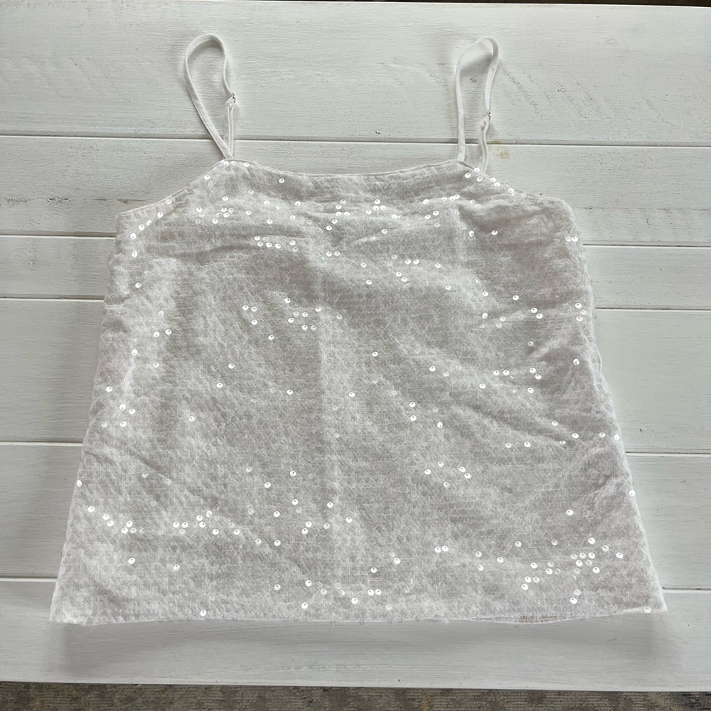 LOFT White Sequined Tank